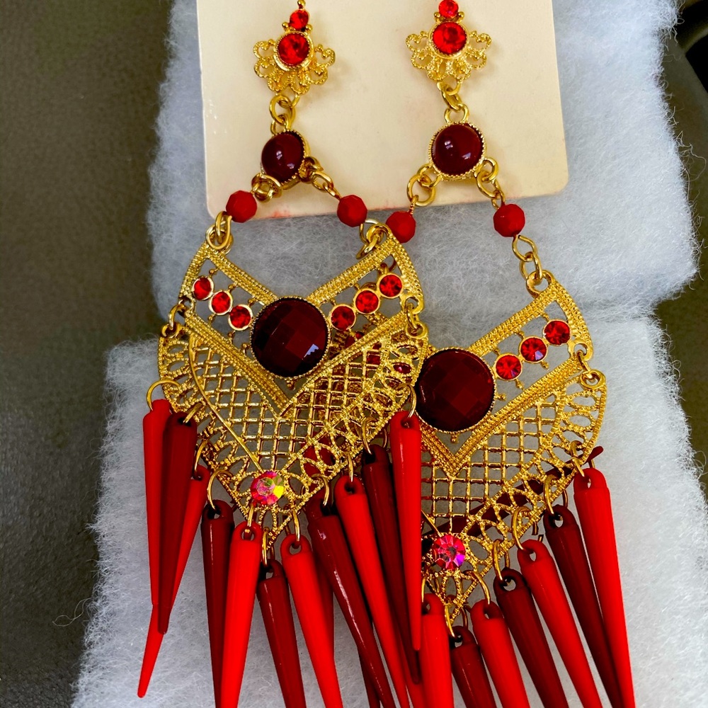 Funky 80’s Style Red statement earrings